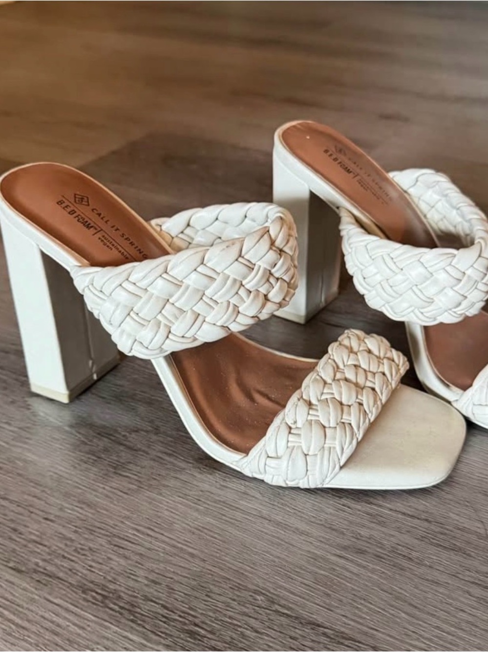 Call It Spring White Braided Block Heel Mules - Picture 1 of 3